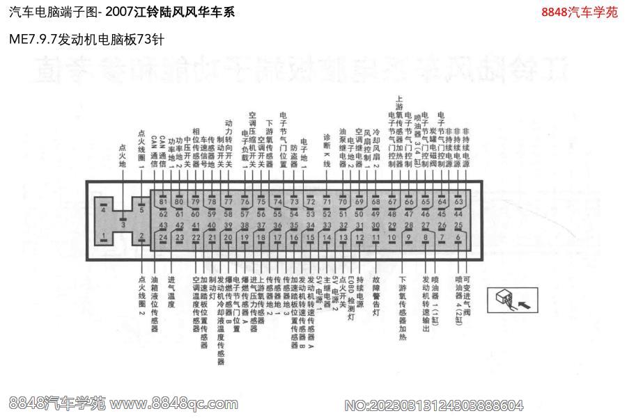 2007江铃陆风风华-ME7.9.7发动机电脑板73针